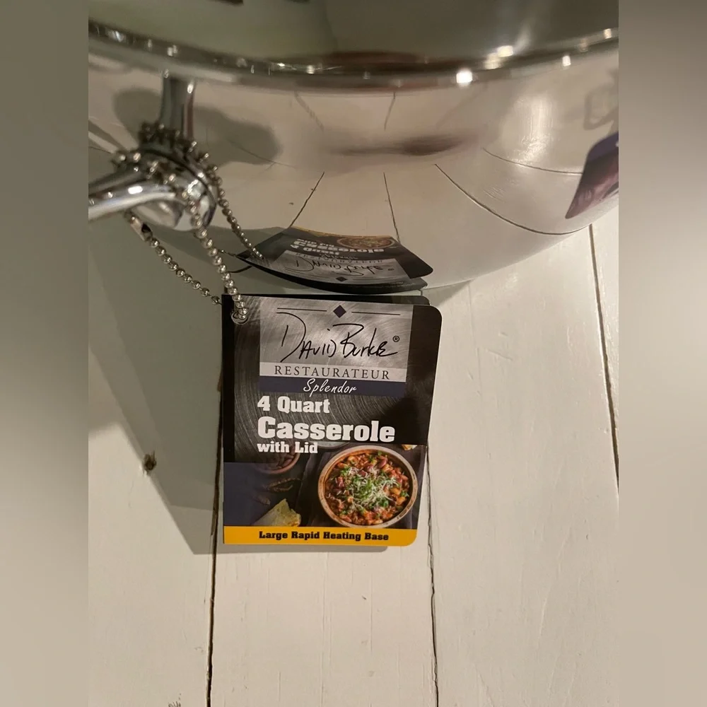 David Burke 4 Quart Stainless Steel Casserole With Lid Splendor Series 500F NEW